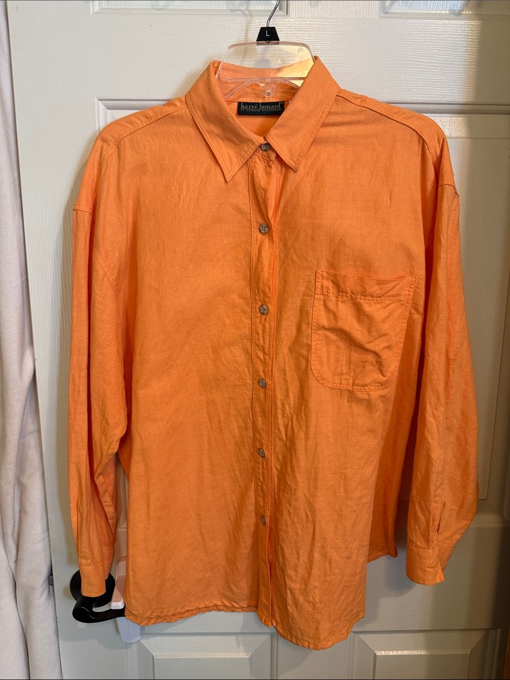Harve Benard Bright Orange Long-Sleeve Button-Down Shirt